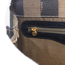 FENDI Pecan Canvas Hand Bag Black Brown gold Auth 165003-20
