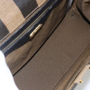 FENDI Pecan Canvas Hand Bag Black Brown gold Auth 165003-9