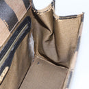 FENDI Pecan Canvas Hand Bag Black Brown gold Auth 165003-21