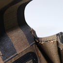 FENDI Pecan Canvas Hand Bag Black Brown gold Auth 165003-11