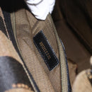 FENDI Pecan Canvas Hand Bag Black Brown gold Auth 165003-12