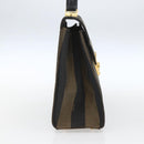 FENDI Pecan Canvas Hand Bag Black Brown gold Auth 165003-3