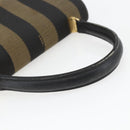 FENDI Pecan Canvas Hand Bag Black Brown gold Auth 165003-7