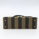 FENDI Pecan Canvas Hand Bag Black Brown gold Auth 165003-5