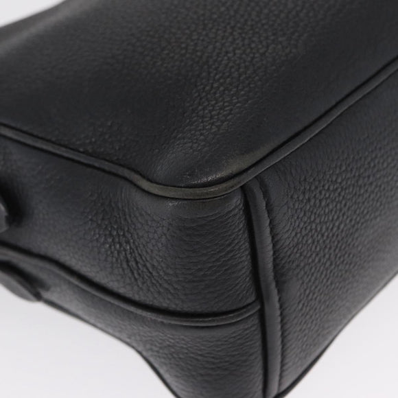 PRADA Shoulder Bag Leather Black Gold Auth 165005