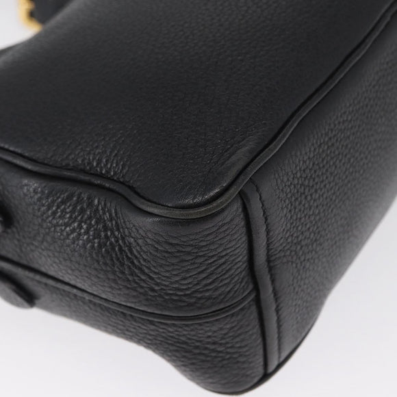 PRADA Shoulder Bag Leather Black Gold Auth 165005