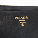 PRADA Shoulder Bag Leather Black Gold Auth 165005-17