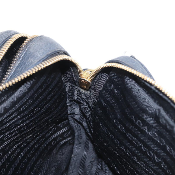 PRADA Shoulder Bag Leather Black Gold Auth 165005