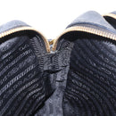 PRADA Shoulder Bag Leather Black Gold Auth 165005-23