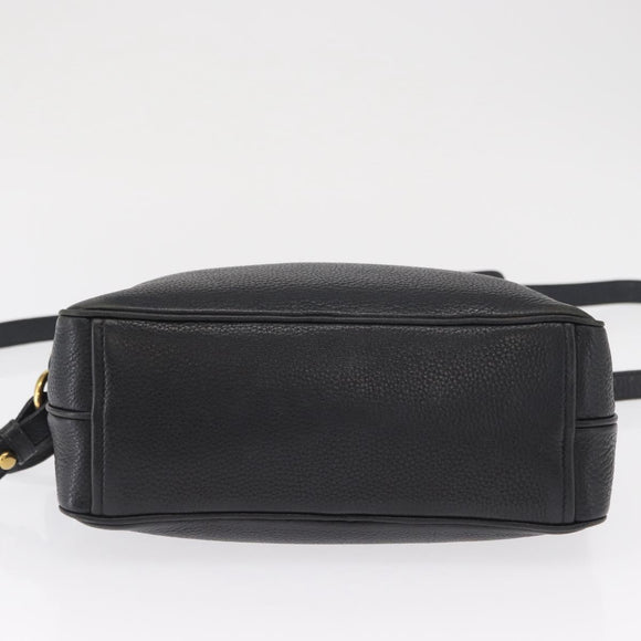 PRADA Shoulder Bag Leather Black Gold Auth 165005