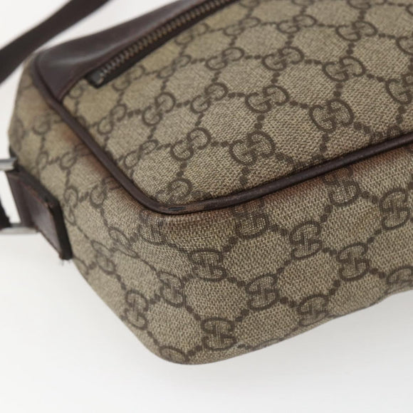 GUCCI GG Supreme Shoulder Bag PVC Beige Silver 114291 Auth 165009