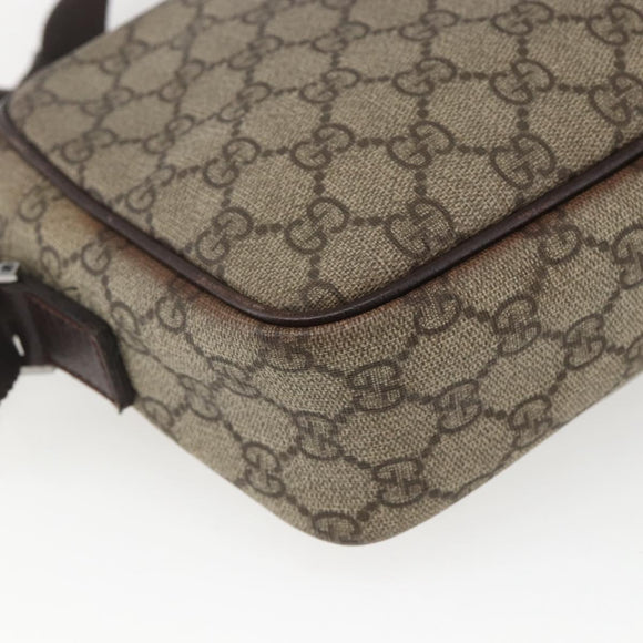 GUCCI GG Supreme Shoulder Bag PVC Beige Silver 114291 Auth 165009