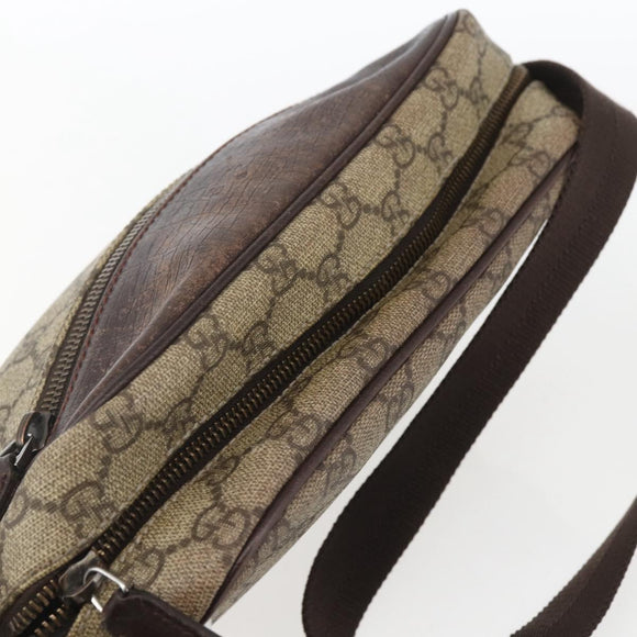 GUCCI GG Supreme Shoulder Bag PVC Beige Silver 114291 Auth 165009