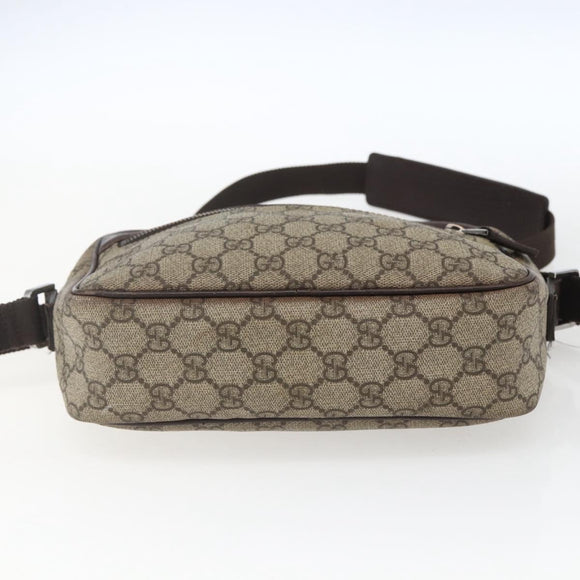 GUCCI GG Supreme Shoulder Bag PVC Beige Silver 114291 Auth 165009