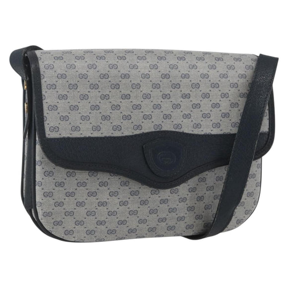 GUCCI Micro GG Supreme Shoulder Bag PVC Navy Gold 001 116 0862 Auth 165010