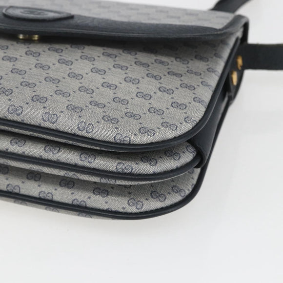 GUCCI Micro GG Supreme Shoulder Bag PVC Navy Gold 001 116 0862 Auth 165010