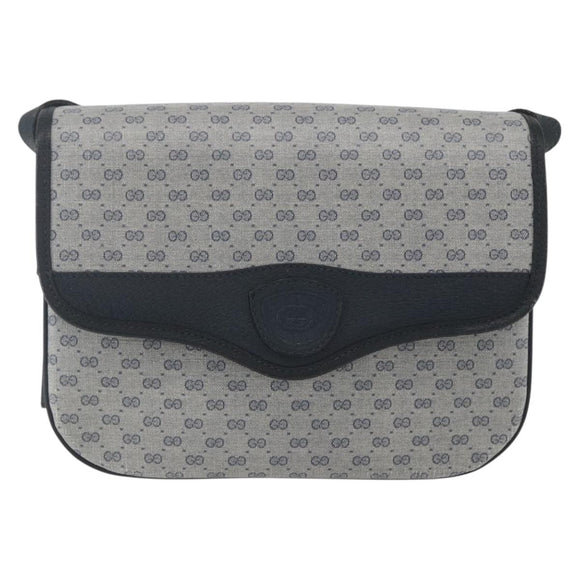 GUCCI Micro GG Supreme Shoulder Bag PVC Navy Gold 001 116 0862 Auth 165010