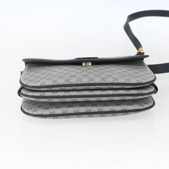 GUCCI Micro GG Supreme Shoulder Bag PVC Navy Gold 001 116 0862 Auth 165010