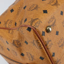 MCM Vicetos Logogram Boston Bag PVC Leather Brown Gold Auth 165012-11