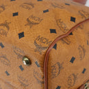 MCM Vicetos Logogram Boston Bag PVC Leather Brown Gold Auth 165012-12