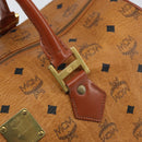 MCM Vicetos Logogram Boston Bag PVC Leather Brown Gold Auth 165012-15
