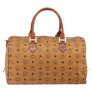 MCM Vicetos Logogram Boston Bag PVC Leather Brown Gold Auth 165012-3