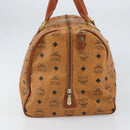 MCM Vicetos Logogram Boston Bag PVC Leather Brown Gold Auth 165012-4