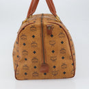 MCM Vicetos Logogram Boston Bag PVC Leather Brown Gold Auth 165012-5