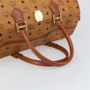 MCM Vicetos Logogram Boston Bag PVC Leather Brown Gold Auth 165012-7