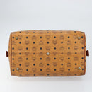 MCM Vicetos Logogram Boston Bag PVC Leather Brown Gold Auth 165012-9