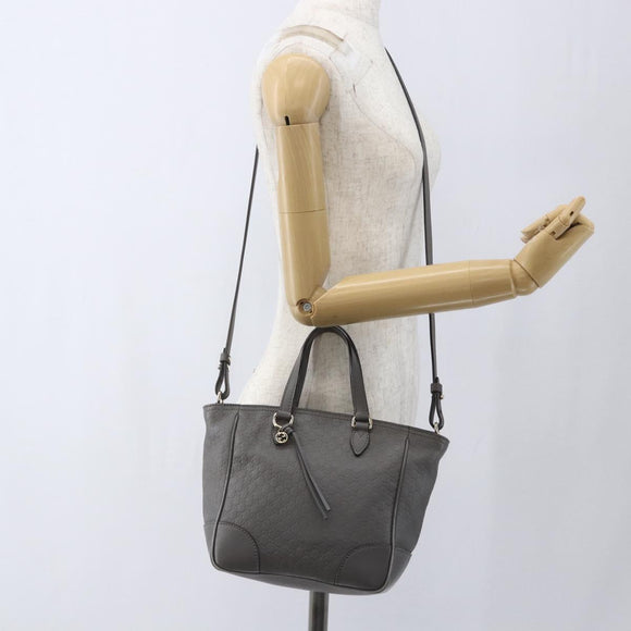 GUCCI Micro GG Canvas Guccissima Handtasche 2way Grau Gold 449241 Auth 165015