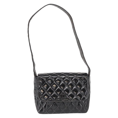 CHANEL Matelasse Shoulder Bag Patent leather Black CC Auth 165022 - 0