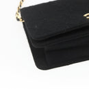 CHANEL Matelasse Chain Shoulder Bag cotton Black Gold CC Auth 165024-15