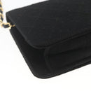 CHANEL Matelasse Chain Shoulder Bag cotton Black Gold CC Auth 165024-17