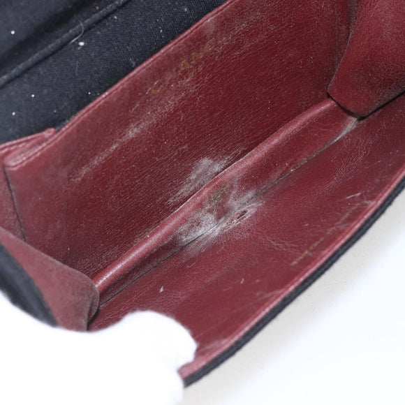 CHANEL Matelasse Chain Shoulder Bag cotton Black Gold CC Auth 165024