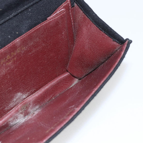 CHANEL Matelasse Chain Shoulder Bag cotton Black Gold CC Auth 165024