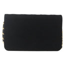 CHANEL Matelasse Chain Shoulder Bag cotton Black Gold CC Auth 165024-2