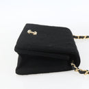 CHANEL Matelasse Chain Shoulder Bag cotton Black Gold CC Auth 165024-4