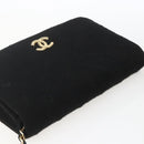 CHANEL Matelasse Chain Shoulder Bag cotton Black Gold CC Auth 165024-6