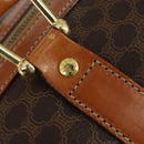 CELINE Macadam Canvas Boston Bag PVC Leather Brown Gold Auth 165025V-14