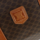 CELINE Macadam Canvas Boston Bag PVC Leather Brown Gold Auth 165025V-15