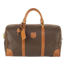 CELINE Macadam Canvas Boston Bag PVC Leather Brown Gold Auth 165025V-2