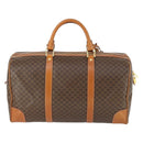 CELINE Macadam Canvas Boston Bag PVC Leather Brown Gold Auth 165025V-3