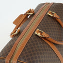 CELINE Macadam Canvas Boston Bag PVC Leather Brown Gold Auth 165025V-6