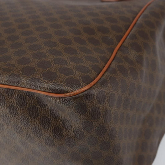CELINE Macadam Canvas Tote Bag PVC Leather Brown Gold Auth 165026
