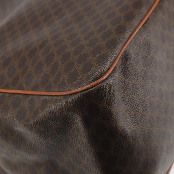 CELINE Macadam Canvas Tote Bag PVC Leather Brown Gold Auth 165026