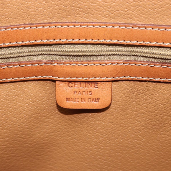 CELINE Macadam Canvas Tote Bag PVC Leather Brown Gold Auth 165026