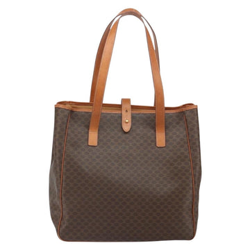 CELINE Macadam Canvas Tote Bag PVC Leather Brown Gold Auth 165026 - 0