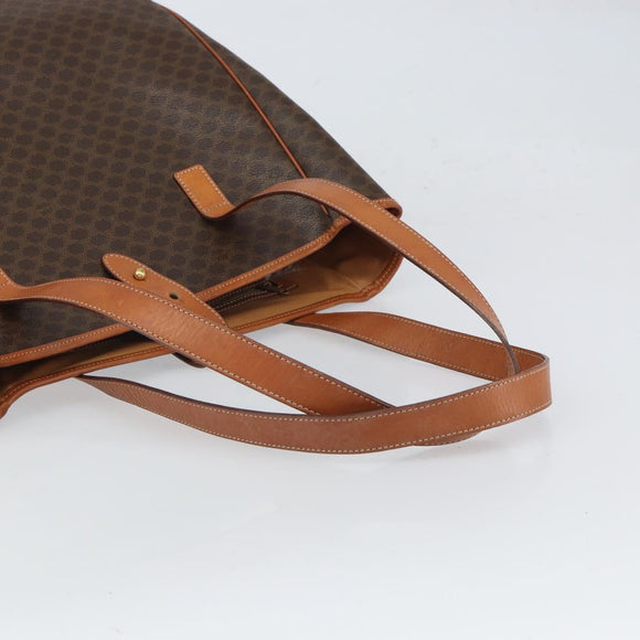 CELINE Macadam Canvas Tote Bag PVC Leather Brown Gold Auth 165026