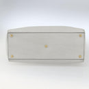 FENDI Hand Bag Leather 2way White Gold Auth 165027-5